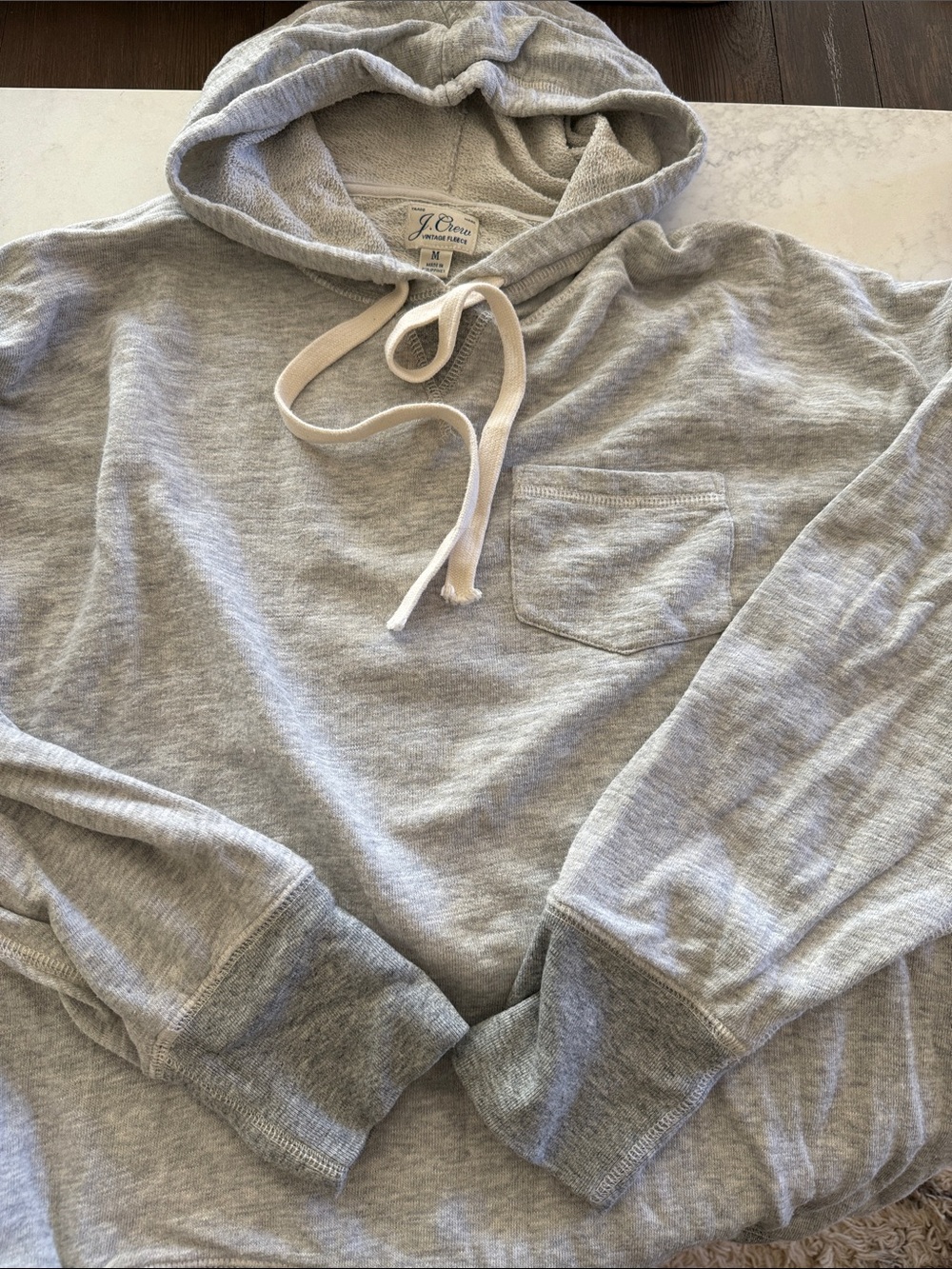 J. Crew Light Gray Hooded Pocket Sweatshirt
